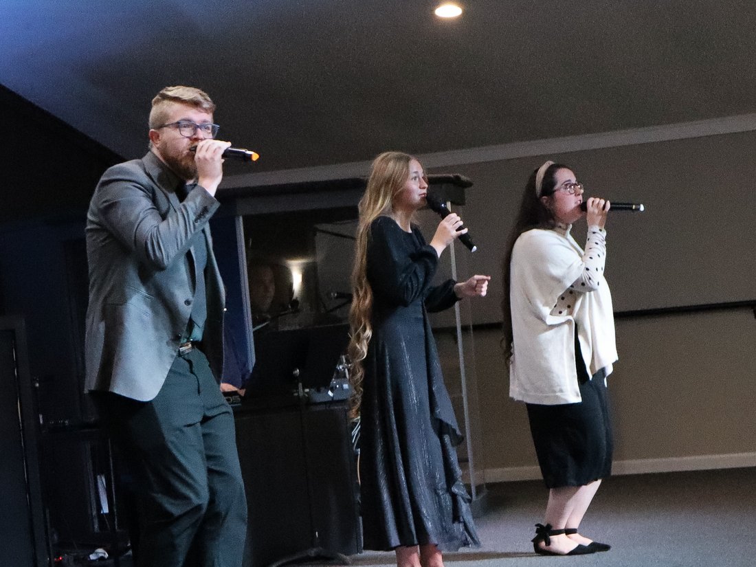 Singers ministering during a service
