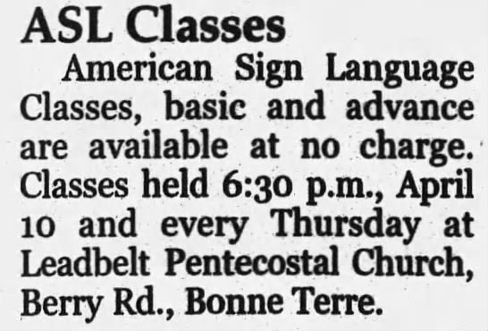 Sign language classes, 2008