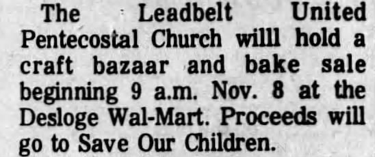 Craft bazaar and bake sale, 1986