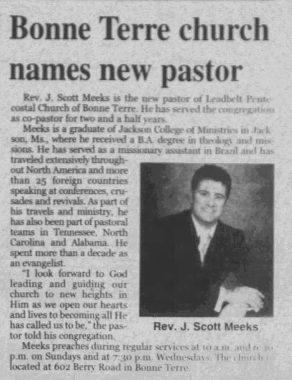 2006 article: Bonne Terre church names new pastor
