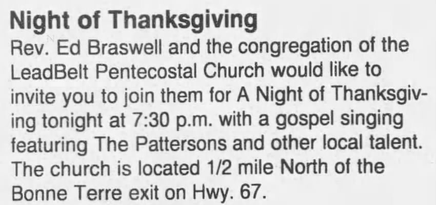 Night of Thanksgiving, 1998